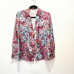 Zara Floral oversized button-up shirt with tie detail S